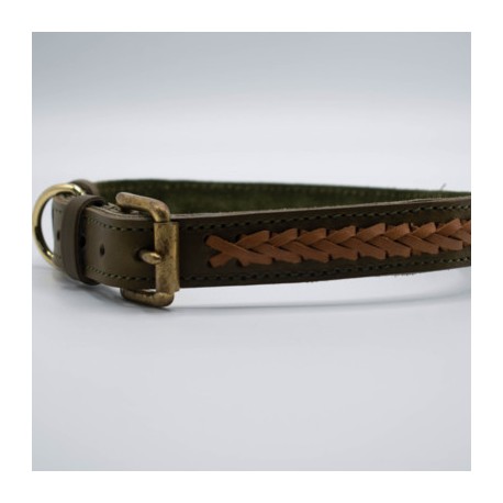 COLLIER CHIEN CUIR AVEC TRESSE TAPEL