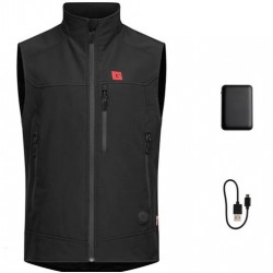 Gilet Chauffant Pour Homme (et Femme) Avec Batterie - En Coton/lin, Col V, Sans Manches - Décontracté