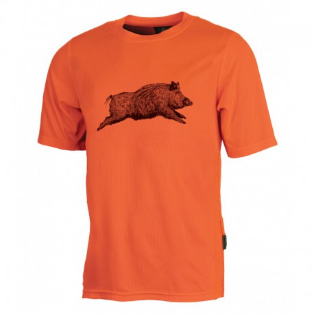 TEE- SHIRT DE CHASSE SANGLIER ORANGE FEMME