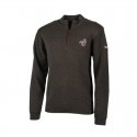 PULL LAINE DE CHASSE COL ZIPPEE BRODERIE SANGLIER