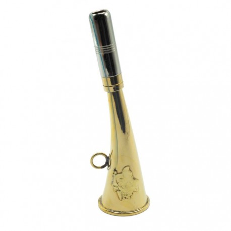 CORNE D APPEL EN LAITON 16CM DECOR SANGLIER