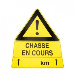 PANNEAU ATTENTION CHASSE EN COURS TRIANGULAIRE 100X70