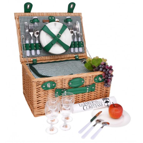 PANIER PIQUE-NIQUE MARLY VICHY VERT - 4 PERS.