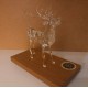 CERF EN CRISTAL SUR SOCLE EN BOIS